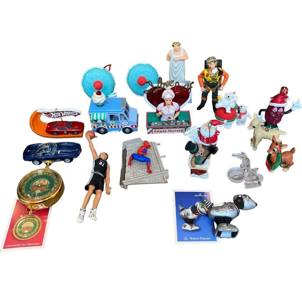 Vtg Christmas Tree OrnamentsLot of 19 Hallmark Carlton Figures Toys